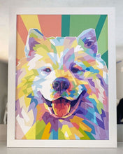 Load image into Gallery viewer, Colourful Dog Pet Portrait Posted White Frame