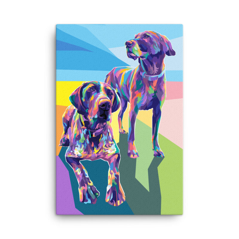 Custom Pet Canvas 2 Dogs Colourful