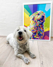 Load image into Gallery viewer, White Dog Colourful Pet Poster