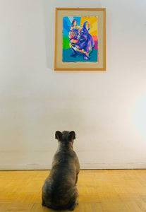 Cute Dog Staring on Wall with Custom Pet Poster Portrait