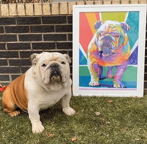 Personalized Custom Designed Pet Poster Bulldog Grass